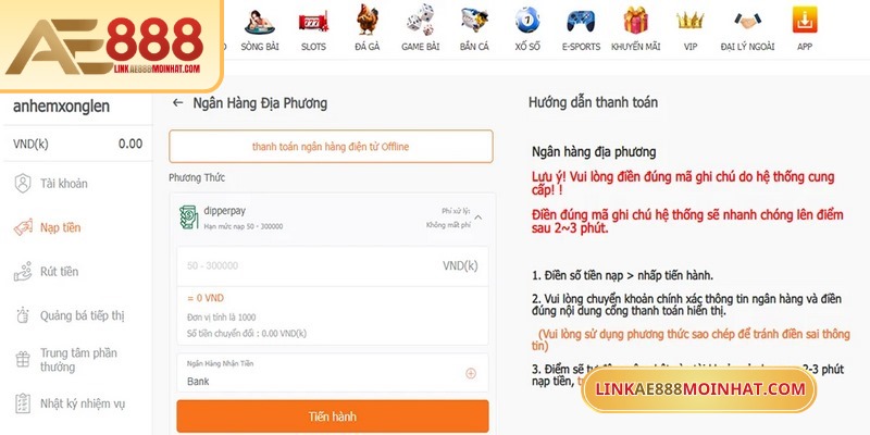 Khuyến Mãi AE888 Trải Nghiệm Khuyến Thưởng Đầy Bứt Phá 7 Các bạn hãy kiểm tra toàn bộ thông tin cẩn thận trước khi nạp tiền AE888